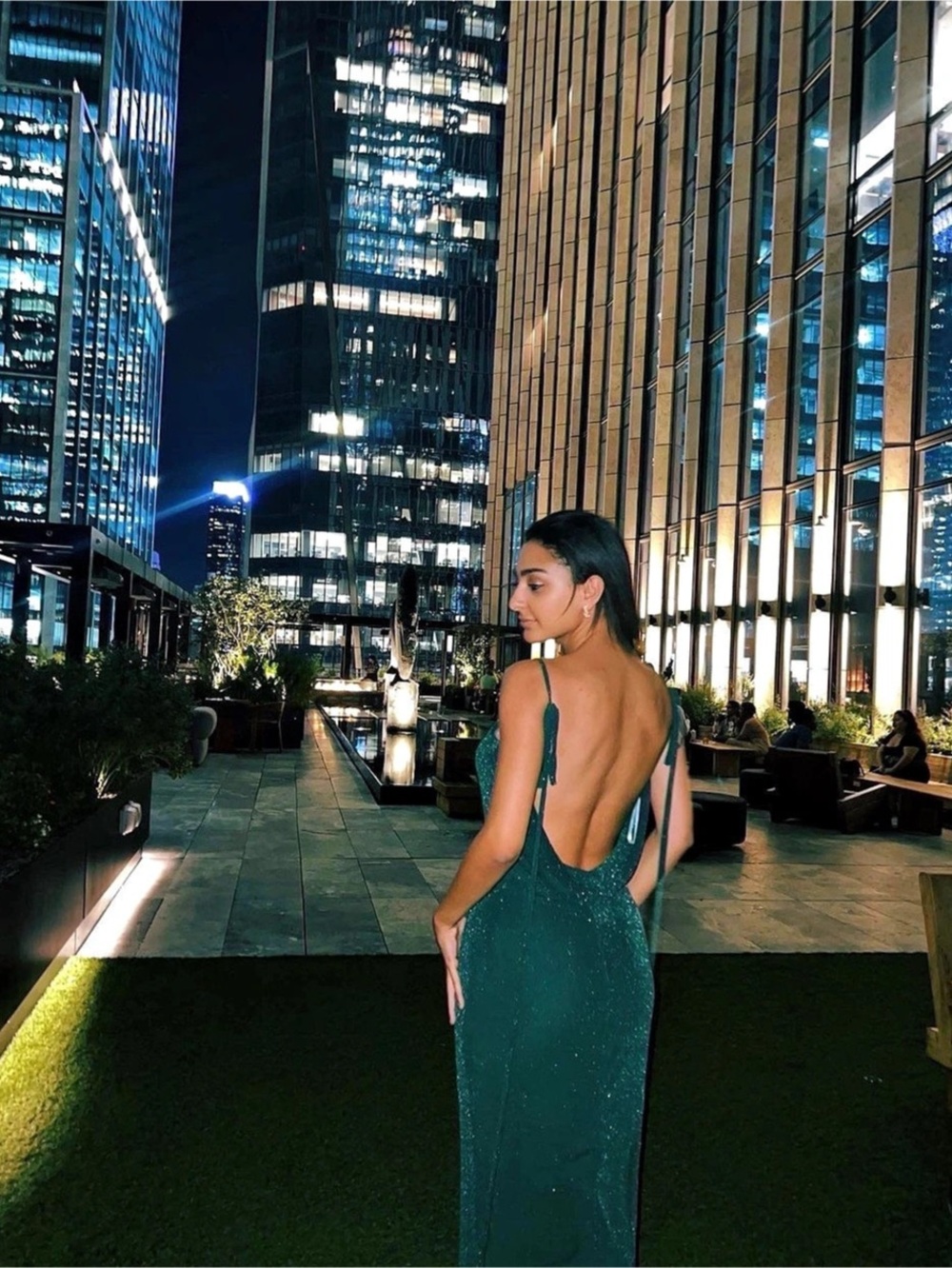 Emerald Green Sequin Cowl Neck Maxi Dress